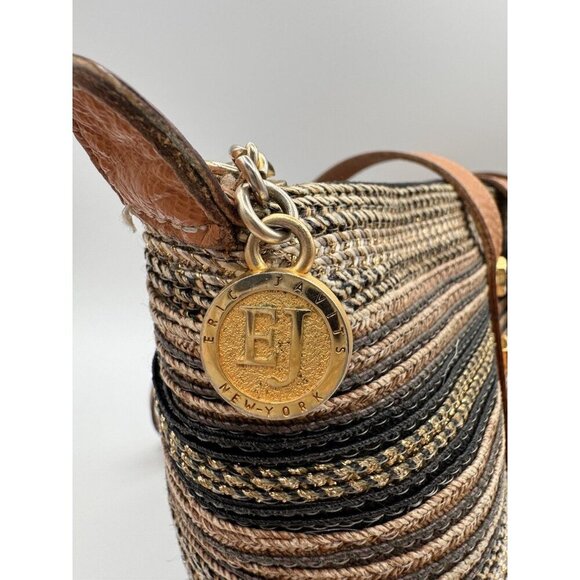 Eric Javits Purse Woven Straw Multicolor Gold Medium Shoulder Hand Bag $480 - Picture 4 of 16